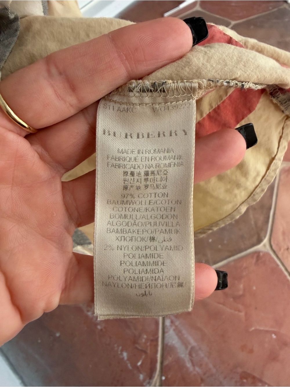 Burberry Beige Plaid Button-Front Jean Jacket with Red and Gray Accents - Picture 3 of 8